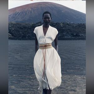 Zara wide jute rustic elastic sash belt with cord 2024